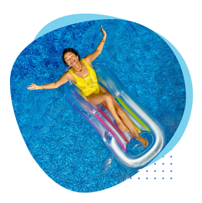 Woman floating on a pool